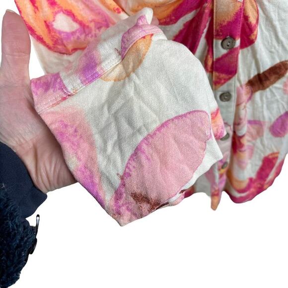 Free People Shayla Cream Floral Print Button Front Mini Dress Size Medium - Picture 4 of 15